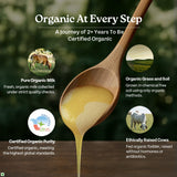 Organic India Pure Cow Ghee, 1 L | Labs Tested on 250+ Parameters | Certified Organic | Glass Bottle | Sourced from Organically Fed Cows | Authentic Taste, Rich in Healthy Fat