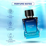 Bella Vita Luxury Men Ocean Aquatic Eau De Parfum With Marine, Orchid & Musk|Long Lasting Fresh Citrusy & Woody Edp Fragrance Scent Liquid Perfume,100 Ml